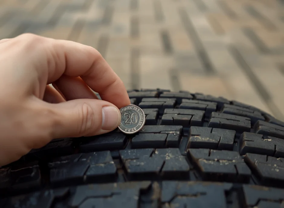 The 20P Tyre Test: How To Check Your Tyres In Ten Seconds 1 a tire with 20p tyre coin