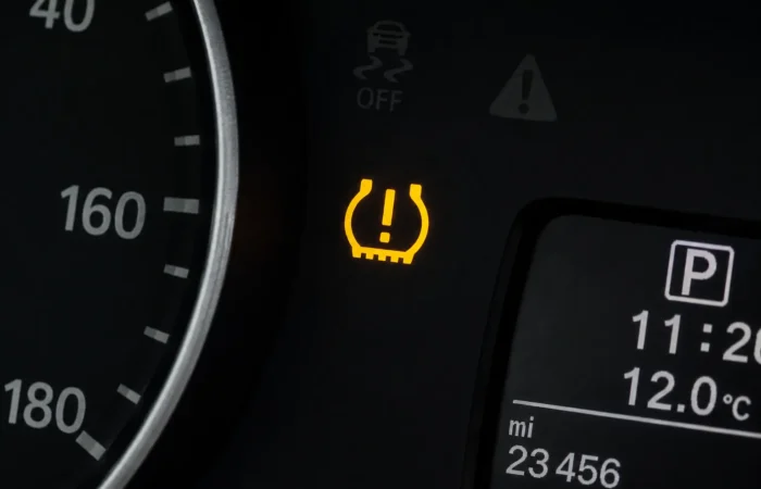 TPMS warning light illuminated on a car dashboard