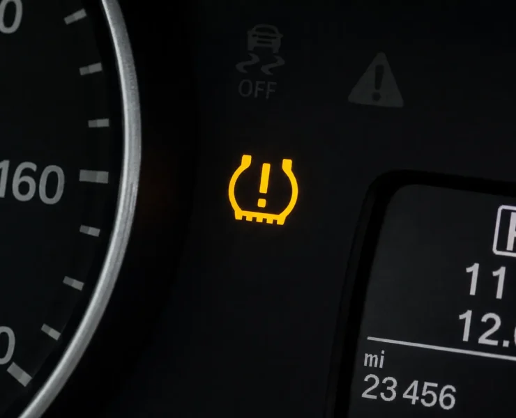 TPMS warning light illuminated on a car dashboard